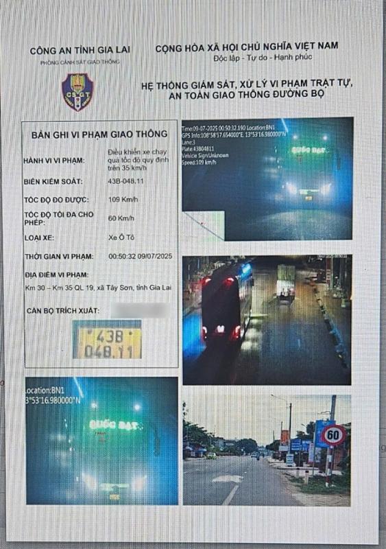 Xe khách vi phạm tốc độ 109 km / giờ tại gia Lai bị CSGT xử lý - Ảnh 1.