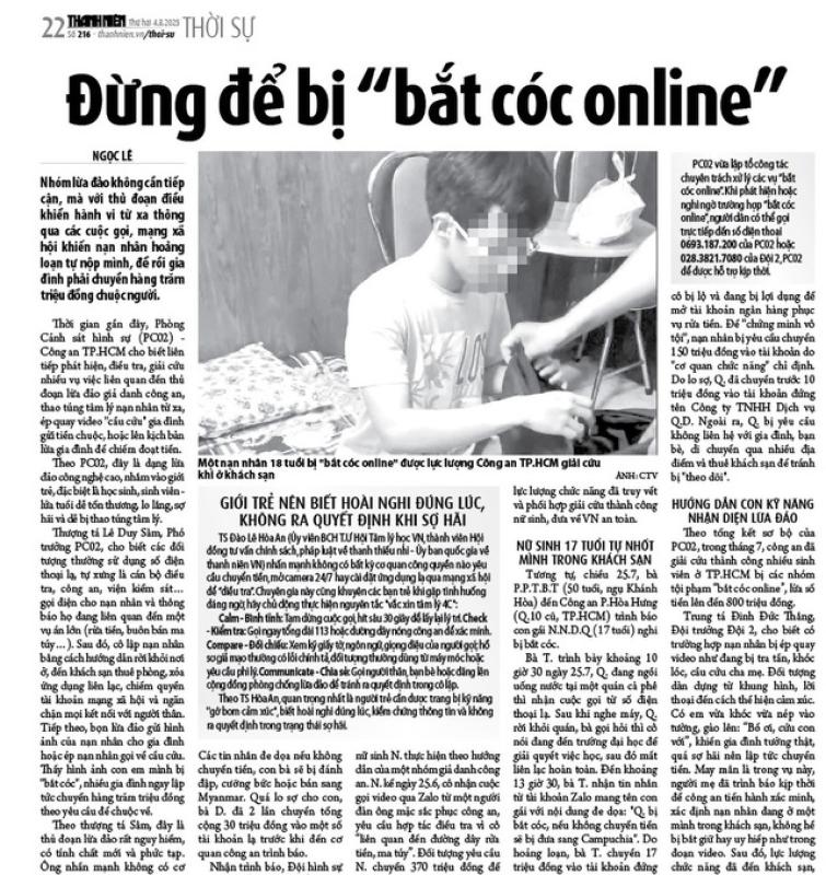 Đừng để bị 'bắt cóc online': Bình tĩnh, ngắt liên lạc,  báo người thân - Ảnh 2.