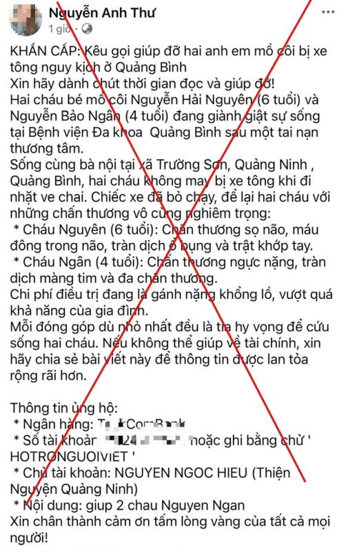 Phát hiện tài khoản ảo hết tung tin 'bắt cóc trẻ em' đến 'kêu gọi từ thiện'- Ảnh 2. Phát hiện tài khoản ảo hết tung tin 'bắt cóc trẻ em' đến 'kêu gọi từ thiện'- Ảnh 2.