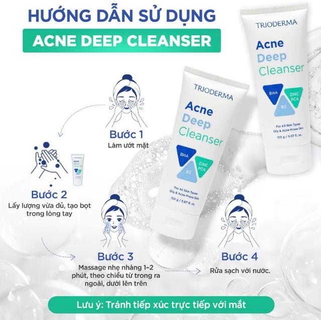 Cách sử dụng sữa rửa mặt Trioderma Acne Deep Cleanser chuẩn da sạch, ngừa mụn hiệu quả - Ảnh 1.