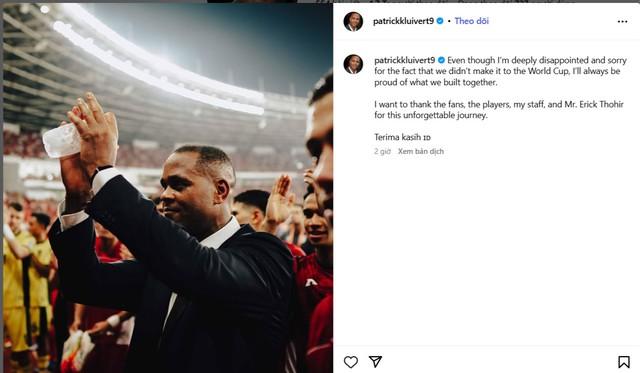 HLV Kluivert viết tâm thư đau lòng vì bị Indonesia sa thải: 'Tôi vô cùng thất vọng...'- Ảnh 1. HLV Kluivert viết tâm thư đau lòng vì bị Indonesia sa thải: 'Tôi vô cùng thất vọng...'- Ảnh 1.