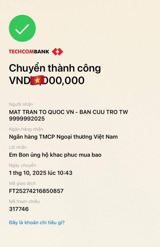 Cư dân mạng ủng hộ bà con vùng lũ qua mặt trận tổ quốc Việt Nam - Ảnh 1. Cư dân mạng ủng hộ bà con vùng lũ qua mặt trận tổ quốc Việt Nam - Ảnh 1.