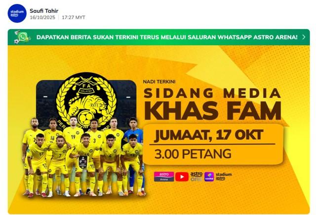 FAM bất ngờ họp báo phiên đặc biệt ngày 17.10, Chính phủ Malaysia hứa không rút tài trợ- Ảnh 1. FAM bất ngờ họp báo phiên đặc biệt ngày 17.10, Chính phủ Malaysia hứa không rút tài trợ- Ảnh 1.
