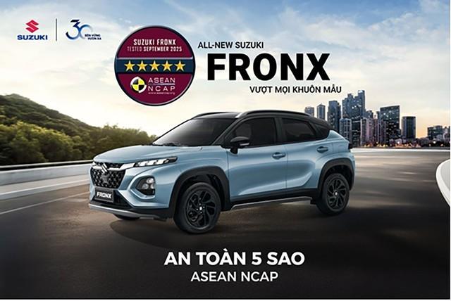 Suzuki Fronx đạt chuẩn 5 sao ASEAN NCAP, dẫn đầu phân khúc về công nghệ an toàn - Ảnh 1.