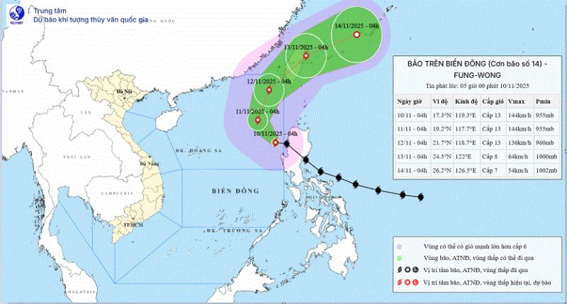 Bão Fung wong vào Biển Đông thành bão số 14, giật cấp 16
- Ảnh 1.