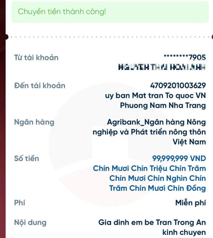 Ủng hộ lũ lụt 99 . 999 . 999 Đồng từ gia đình em bé ở Nha Trang gây xôn xao - Ảnh 1. Ủng hộ lũ lụt 99 . 999 . 999 Đồng từ gia đình em bé ở Nha Trang gây xôn xao - Ảnh 1.