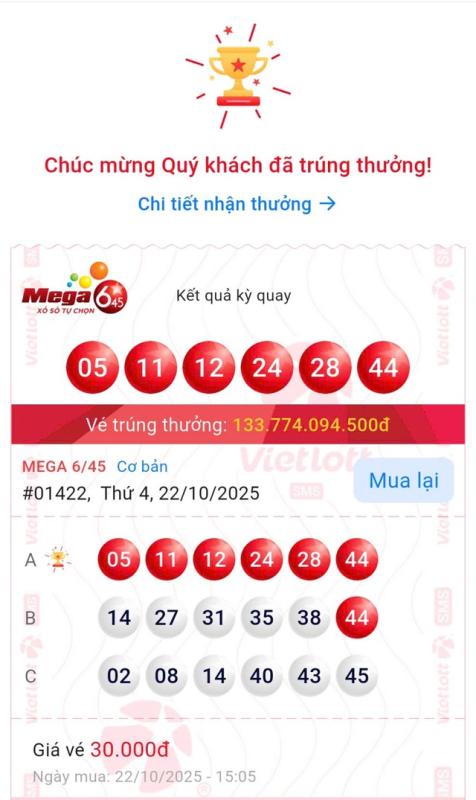 Trúng Vietlott hơn 133 tỉ đồng sau hai năm mua cùng dãy số- Ảnh 3. Trúng Vietlott hơn 133 tỉ đồng sau hai năm mua cùng dãy số- Ảnh 3.