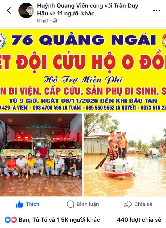 Biệt đội cứu hộ 0 đồng, sẵn sàng hỗ trợ người dân trong bão số 13 Kalmaegi - Ảnh 1.