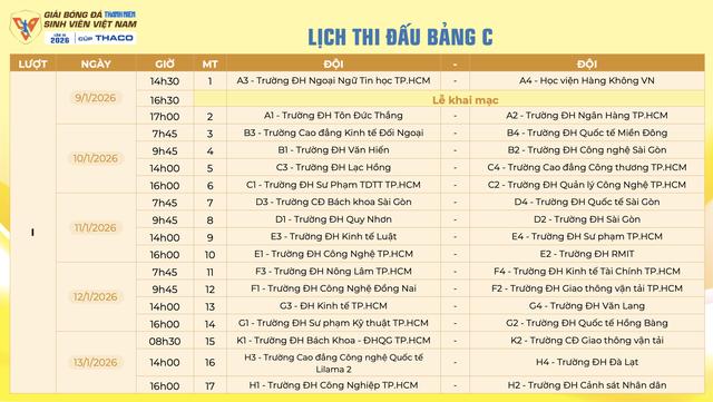 Lịch thi đấu mới nhất TNSV THACO cup 2026: Tất cả đều được phát trực tiếp, xem ở đâu?- Ảnh 14. Lịch thi đấu mới nhất TNSV THACO cup 2026: Tất cả đều được phát trực tiếp, xem ở đâu?- Ảnh 14.