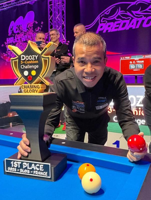 Billards: Thắng ấn tượng thiên tài Caudron, Trần Quyết Chiến vô địch và nhận tiền thưởng khủng- Ảnh 1. Billards: Thắng ấn tượng thiên tài Caudron, Trần Quyết Chiến vô địch và nhận tiền thưởng khủng- Ảnh 1.