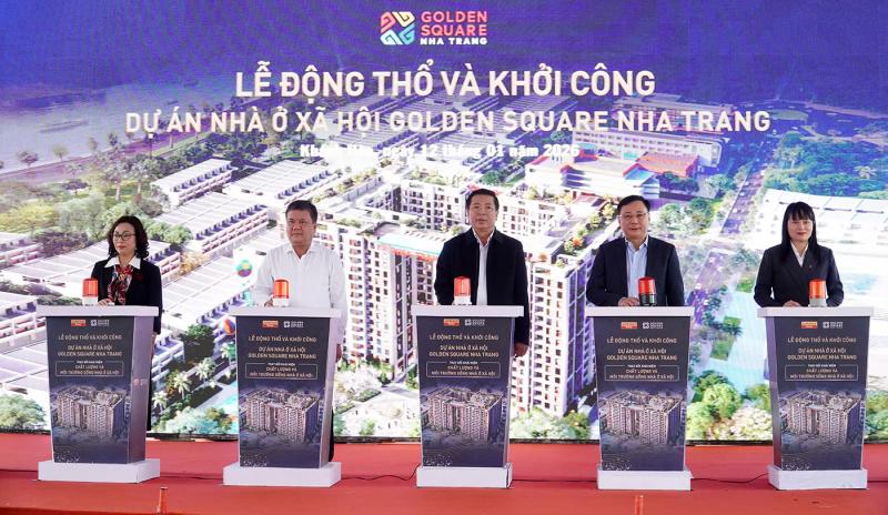 Khánh Hòa khởi công đồng loạt 2 dự án nhà ở xã hội hơn 1.700 căn - Ảnh 1.