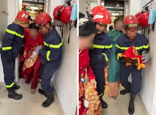 Đoàn rước dâu gặp sự cố thang máy, Công an TP.HCM cứu 6 người mắc kẹt- Ảnh 1. Đoàn rước dâu gặp sự cố thang máy, Công an TP.HCM cứu 6 người mắc kẹt- Ảnh 1.